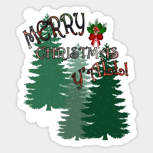 Merry Christmas Pine Trees, Snow, Candy Canes & Holly Gift Christmas Gifts Sticker